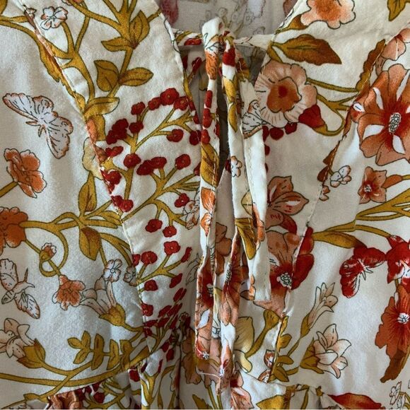 CYNTHIA ROWLEY Women’s Boho Floral Peasant Cottagecore Top Brown Gold Red 2X - Picture 5 of 10